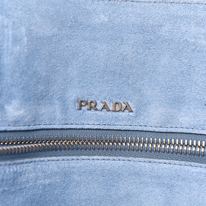 Prada Glace Calfskin Etiquette Shopping Bag Marine Astrale 6 of 9