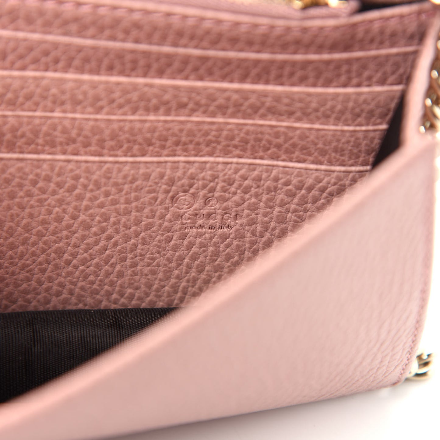 Dollar Calfskin Interlocking G Chain Wallet Soft Pink