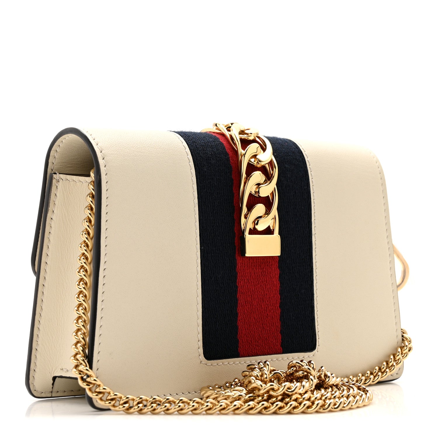 Gucci Calfskin Super Mini Sylvie Chain Shoulder Bag White 3 of 14