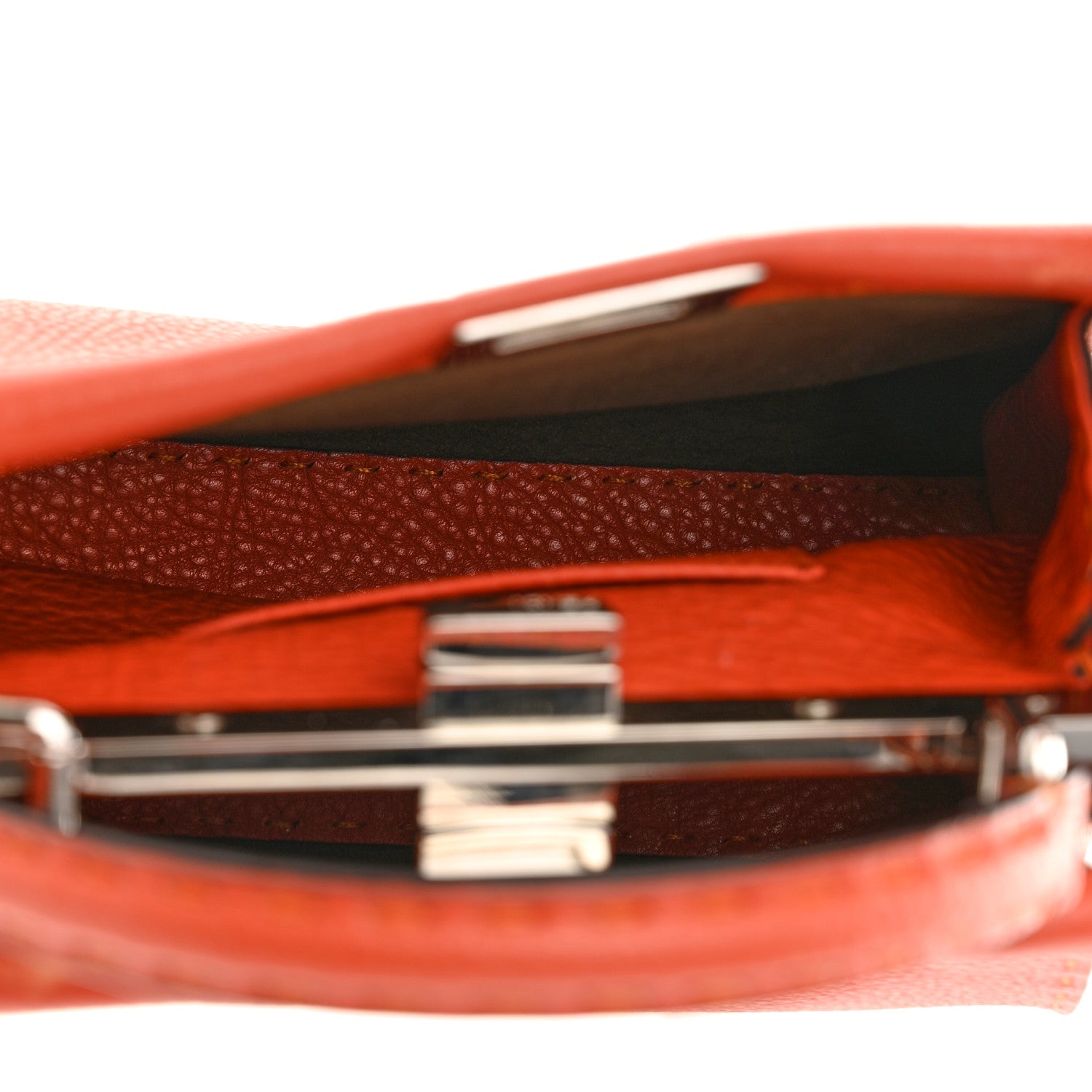 Fendi Cuoio Romano Selleria Mini Peekaboo Iconic Satchel Dark Orange 5 of 11