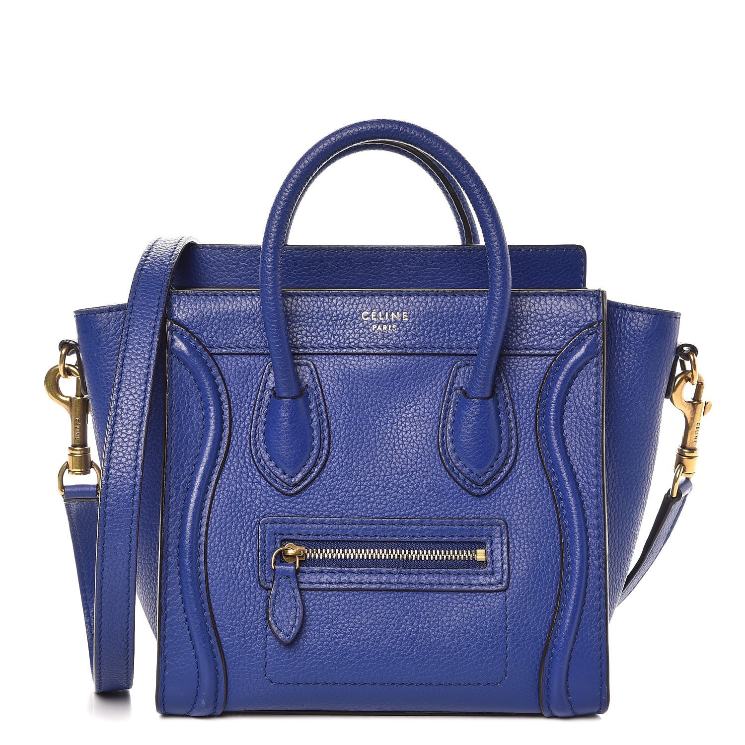 Celine Drummed Calfskin Nano Luggage Indigo 1 of 11