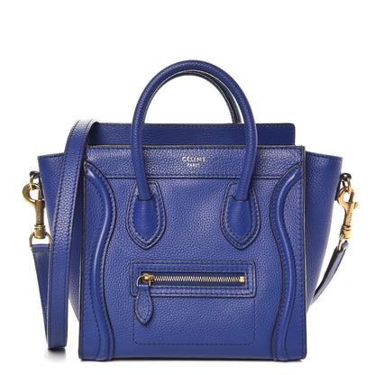 Celine Drummed Calfskin Nano Luggage Indigo 1 of 11
