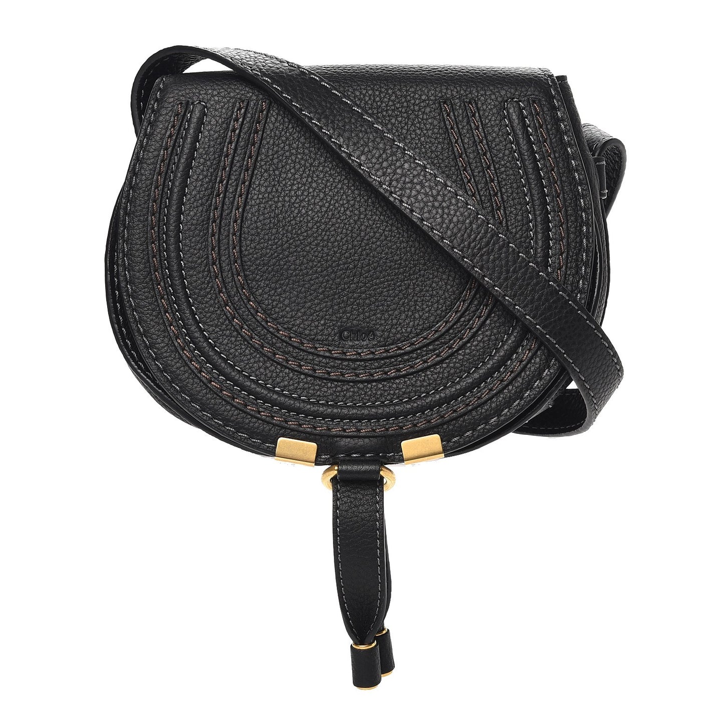 Calfskin Mini Marcie Round Crossbody Bag Black