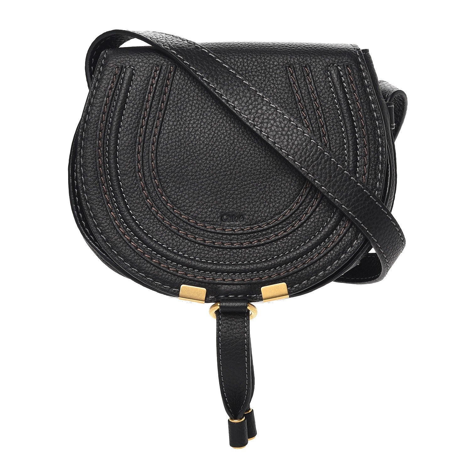 Chloe Calfskin Mini Marcie Round Crossbody Bag Black 1 of 7