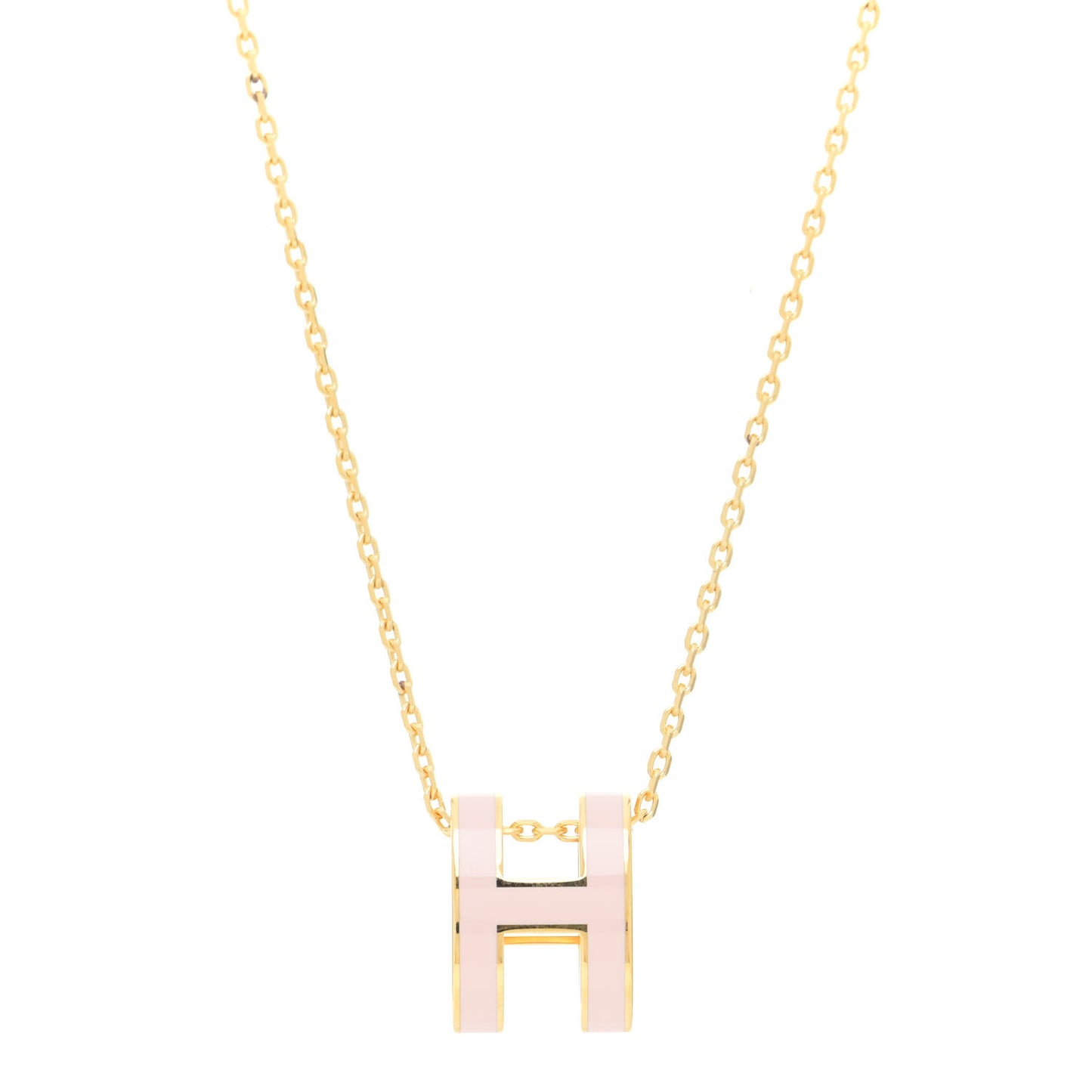 Lacquered Gold Pop H Pendant Necklace Rose Sakura