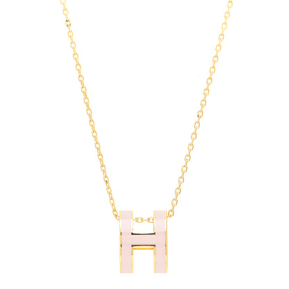 Hermes Lacquered Gold Pop H Pendant Necklace Rose Sakura 1 of 7