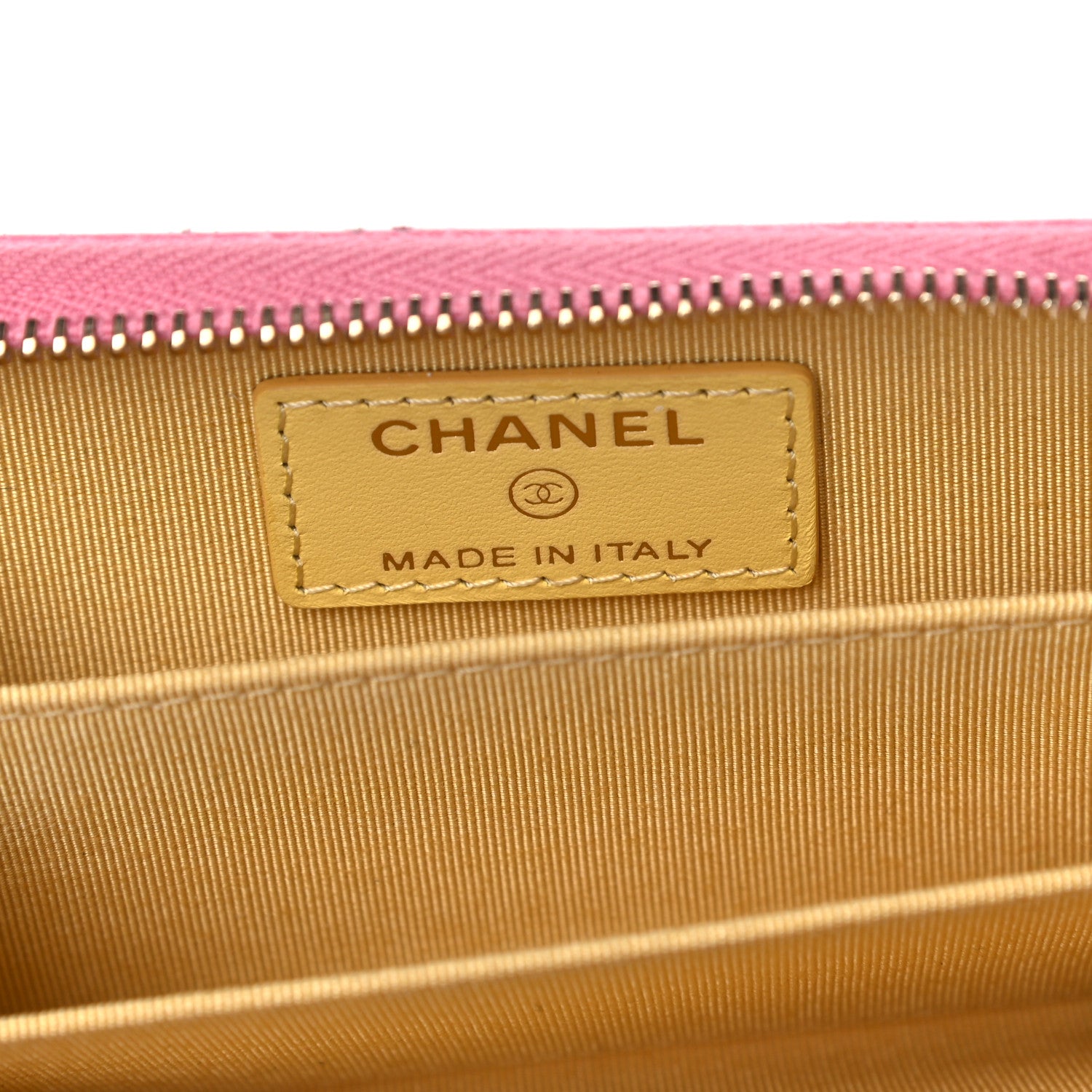 Chanel Lambskin Quilted Zip Around Coin Purse Wallet Pink Yellow 5 of 6
