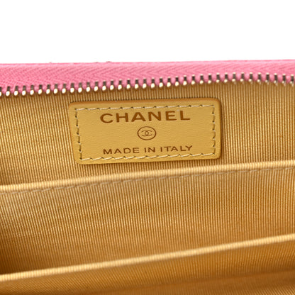 Chanel Lambskin Quilted Zip Around Coin Purse Wallet Pink Yellow 5 of 6