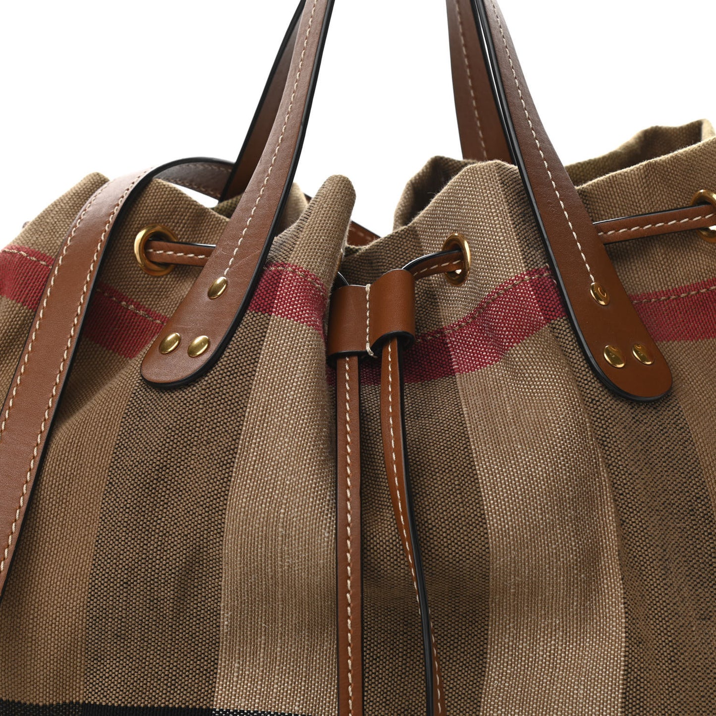 Grainy Calfskin House Check Canvas Medium Heston Crossbody Tan