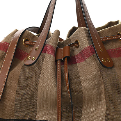 Burberry Grainy Calfskin House Check Canvas Medium Heston Crossbody Tan 8 of 10