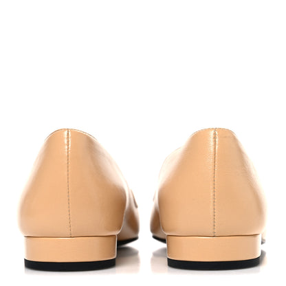 Chanel Shiny Lambskin Grosgrain Pointed Toe CC Ballet Flats 36 Beige Black 6 of 11