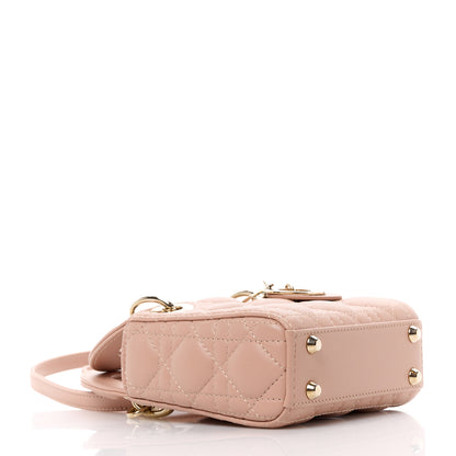 Christian Dior Lambskin Cannage Micro Lady Dior Rose Des Vents 4 of 11