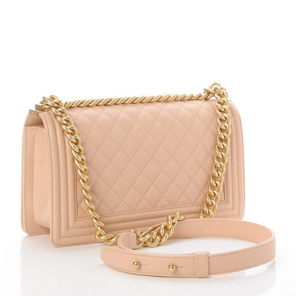 Chanel Caviar Quilted Medium Boy Flap Light Beige 4 of 9