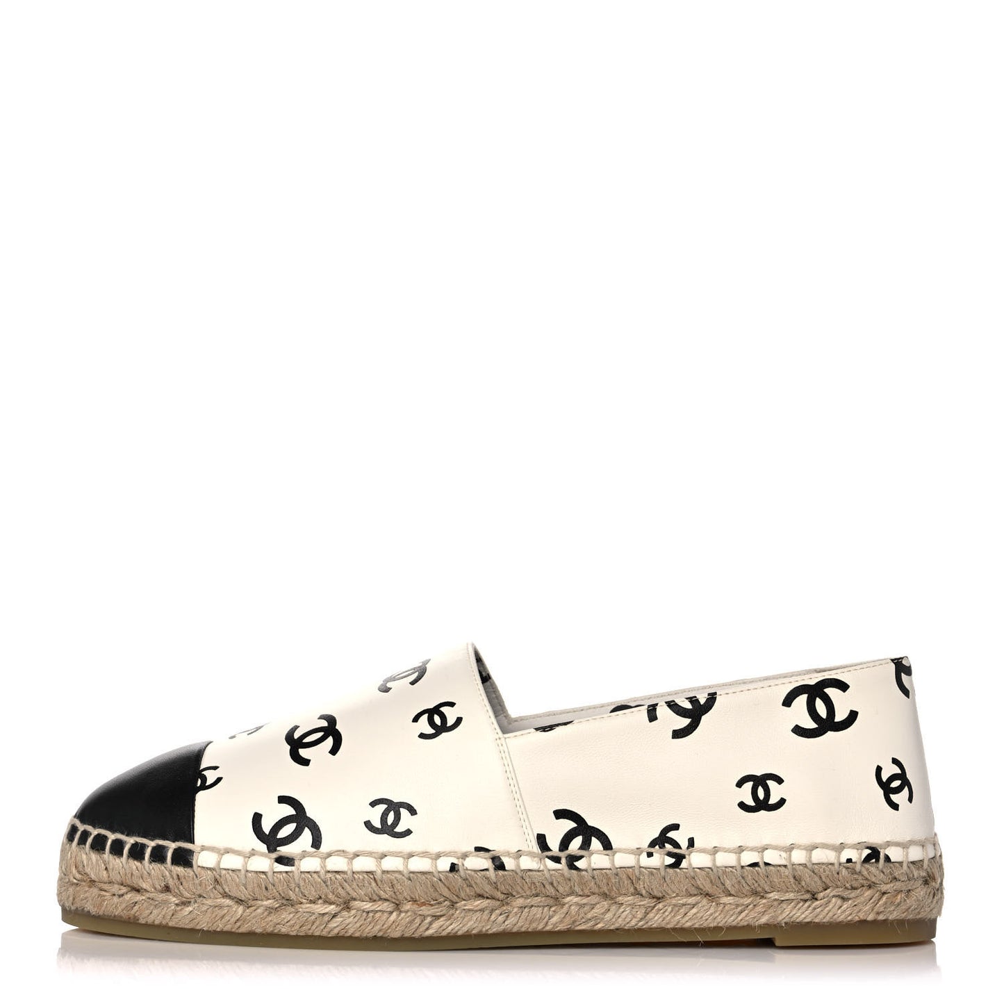 Lambskin Printed CC Espadrilles 41 White Black