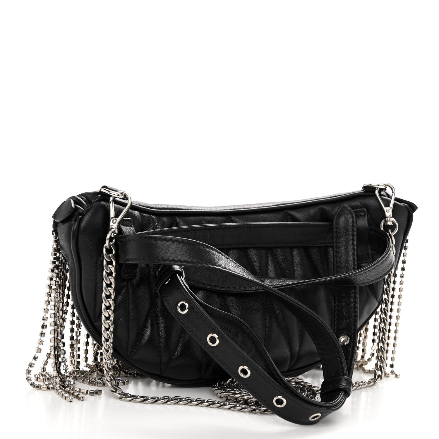 Miu Miu Nappa Crystal Fringe Belt Bag Black 3 of 10