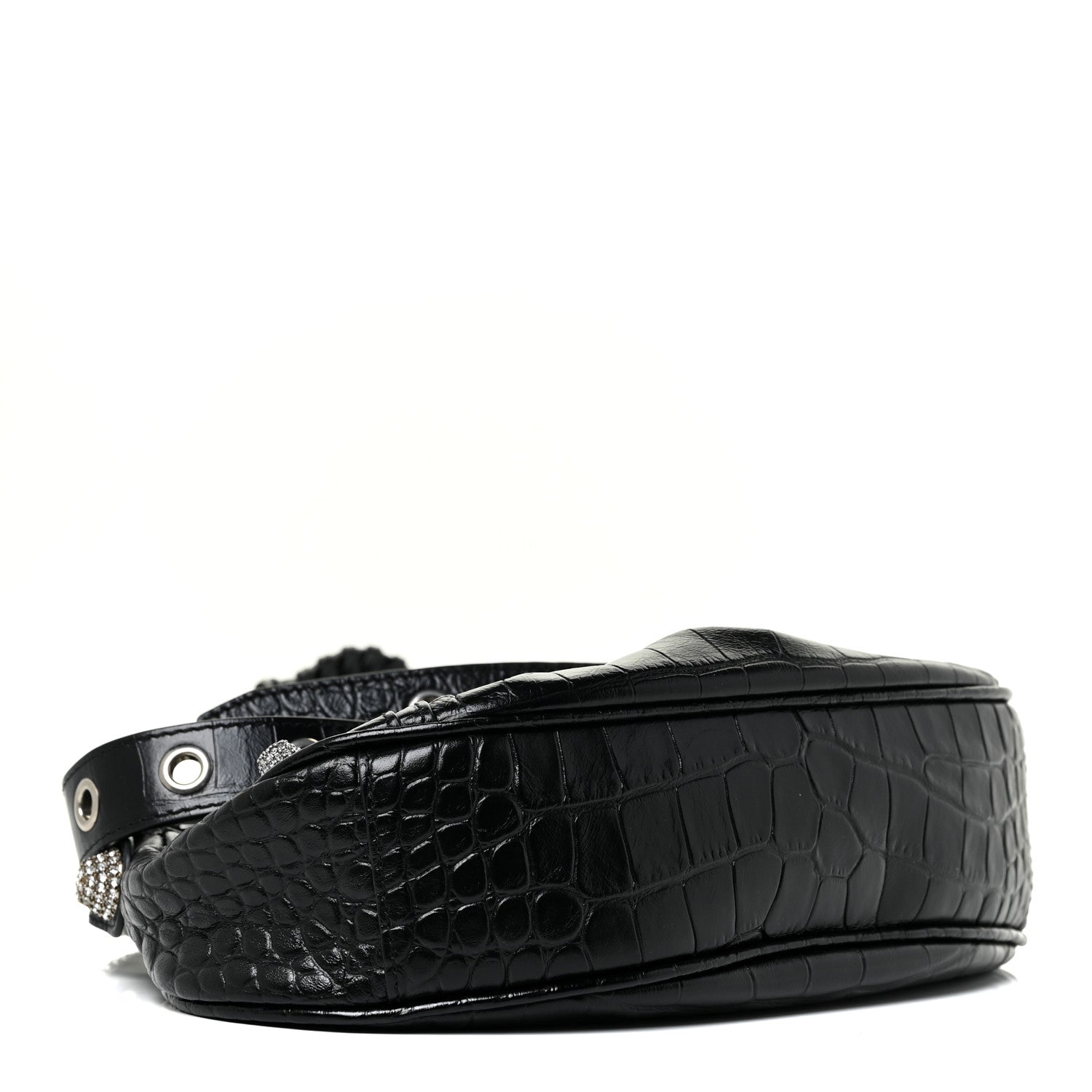 Balenciaga Extra Supple Calfskin Crystal Crocodile Embossed Le Cagole Shoulder Bag XS Black 5 of 10