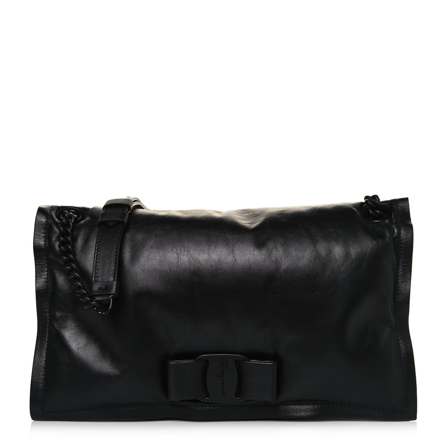 Calfskin Medium Viva Bow Shoulder Bag Black