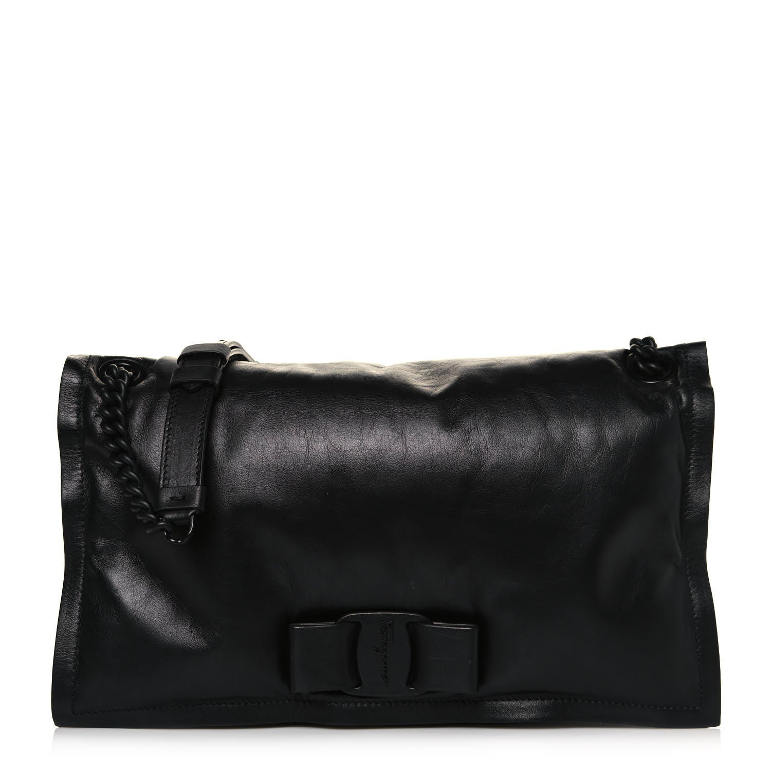 Salvatore Ferragamo Calfskin Medium Viva Bow Shoulder Bag Black 1 of 12