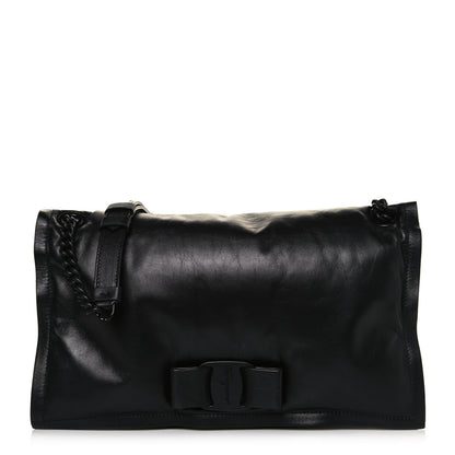 Salvatore Ferragamo Calfskin Medium Viva Bow Shoulder Bag Black 1 of 12