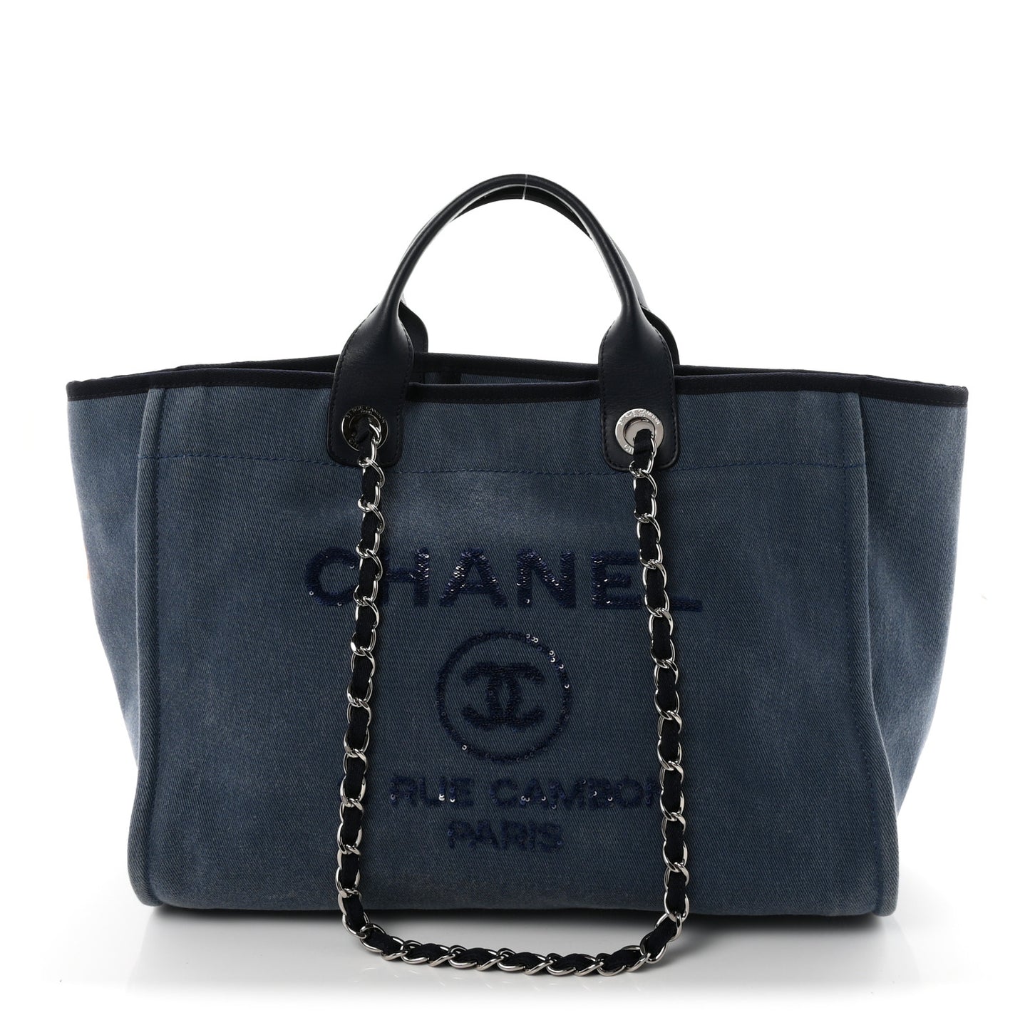 Canvas Sequin Medium Deauville Tote Navy