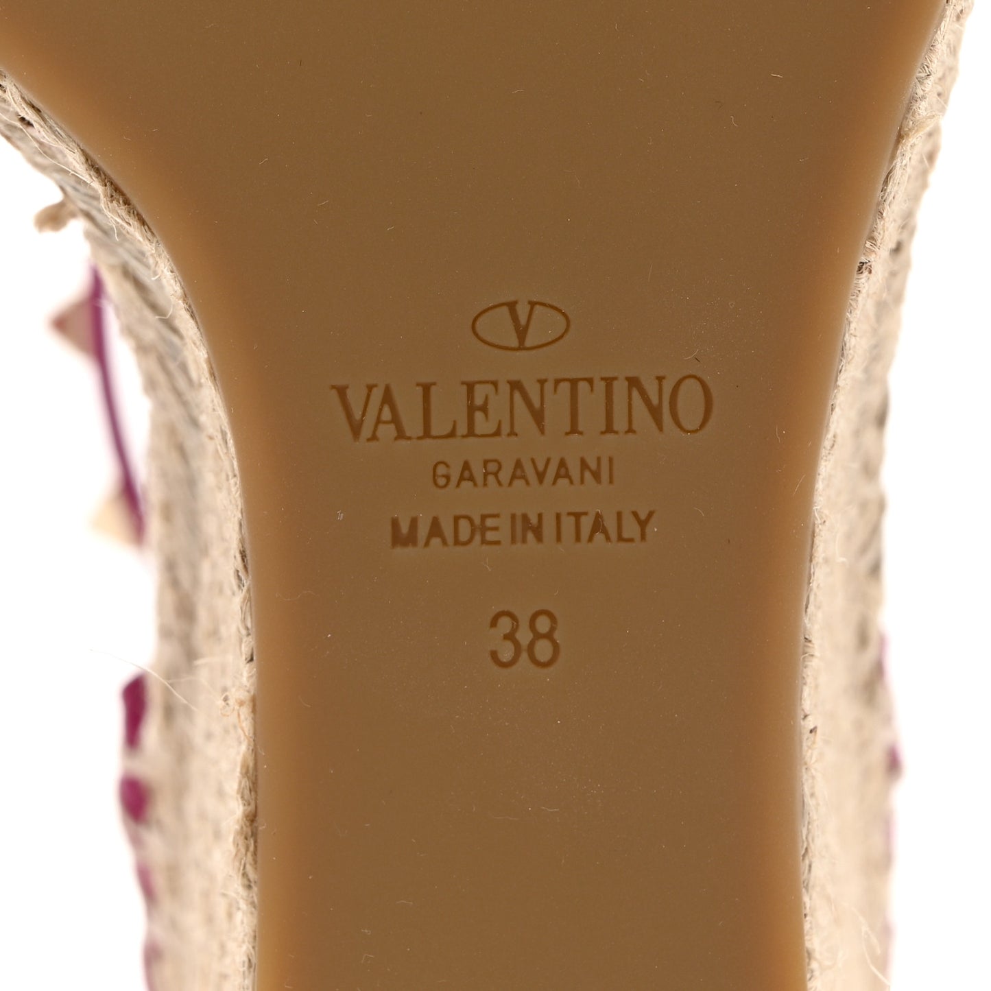 Grained Calfskin Rockstud Ankle Strap Espadrille 15/105mm Wedge Sandals 38 Rose Violet Prune