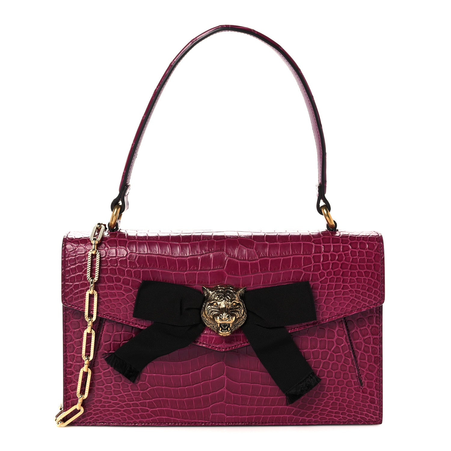 Gucci Crocodile Osiride Future Top Handle Bag Violet Cyclamin Black 1 of 14