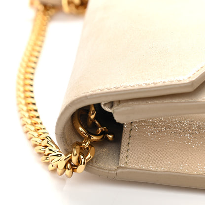 Saint Laurent Metallic Fabric Monogram Envelope Chain Wallet Champagne 11 of 12