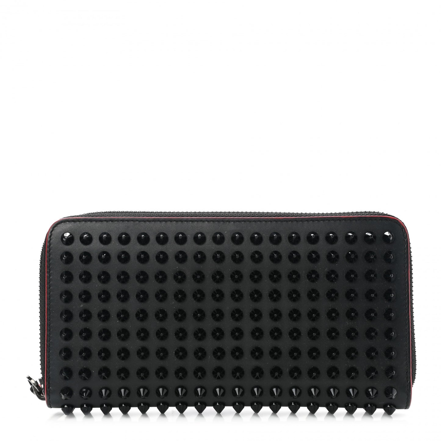 Calfskin Panettone Spiked Zip Around Wallet Black
