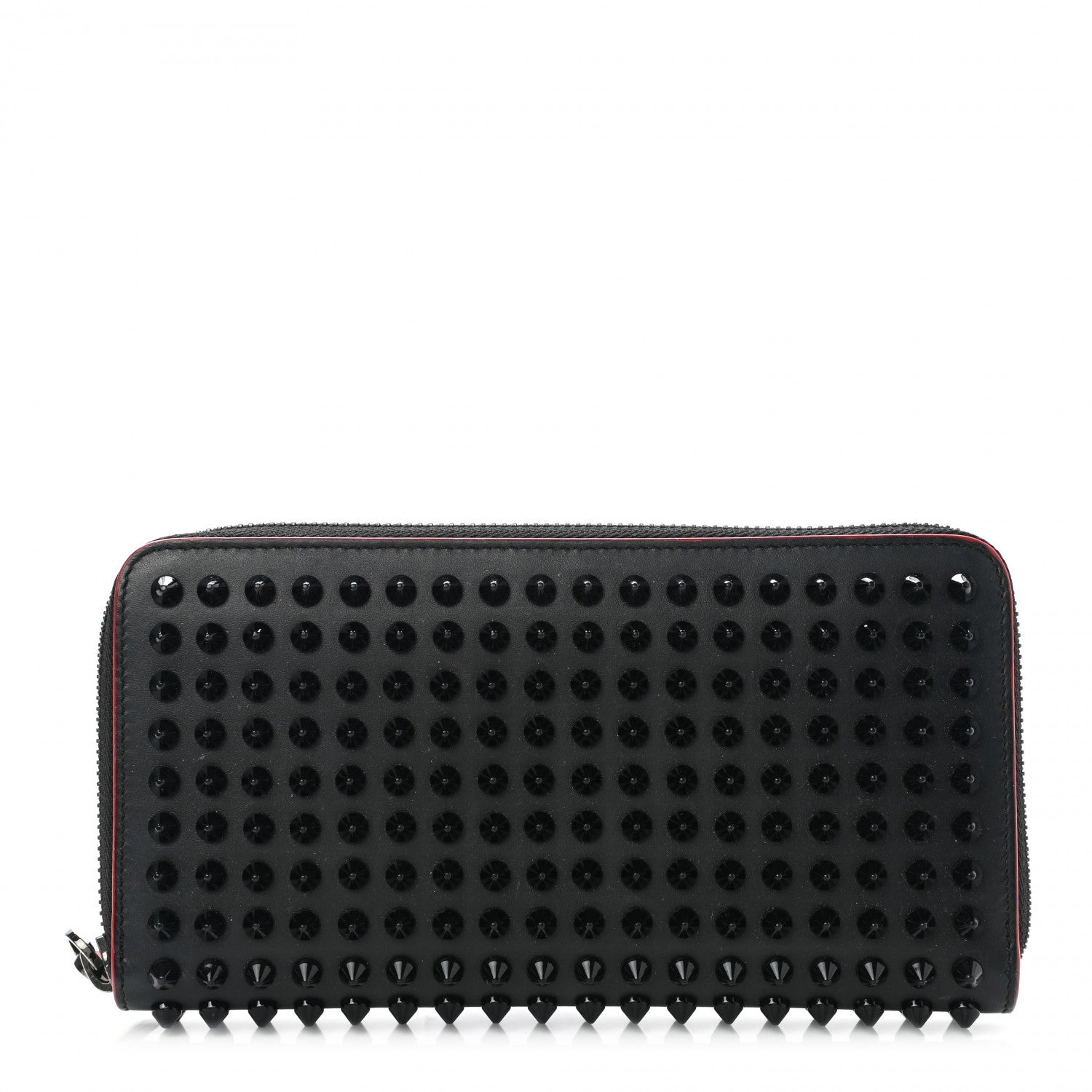 Christian Louboutin Calfskin Panettone Spiked Zip Around Wallet Black 1 of 7