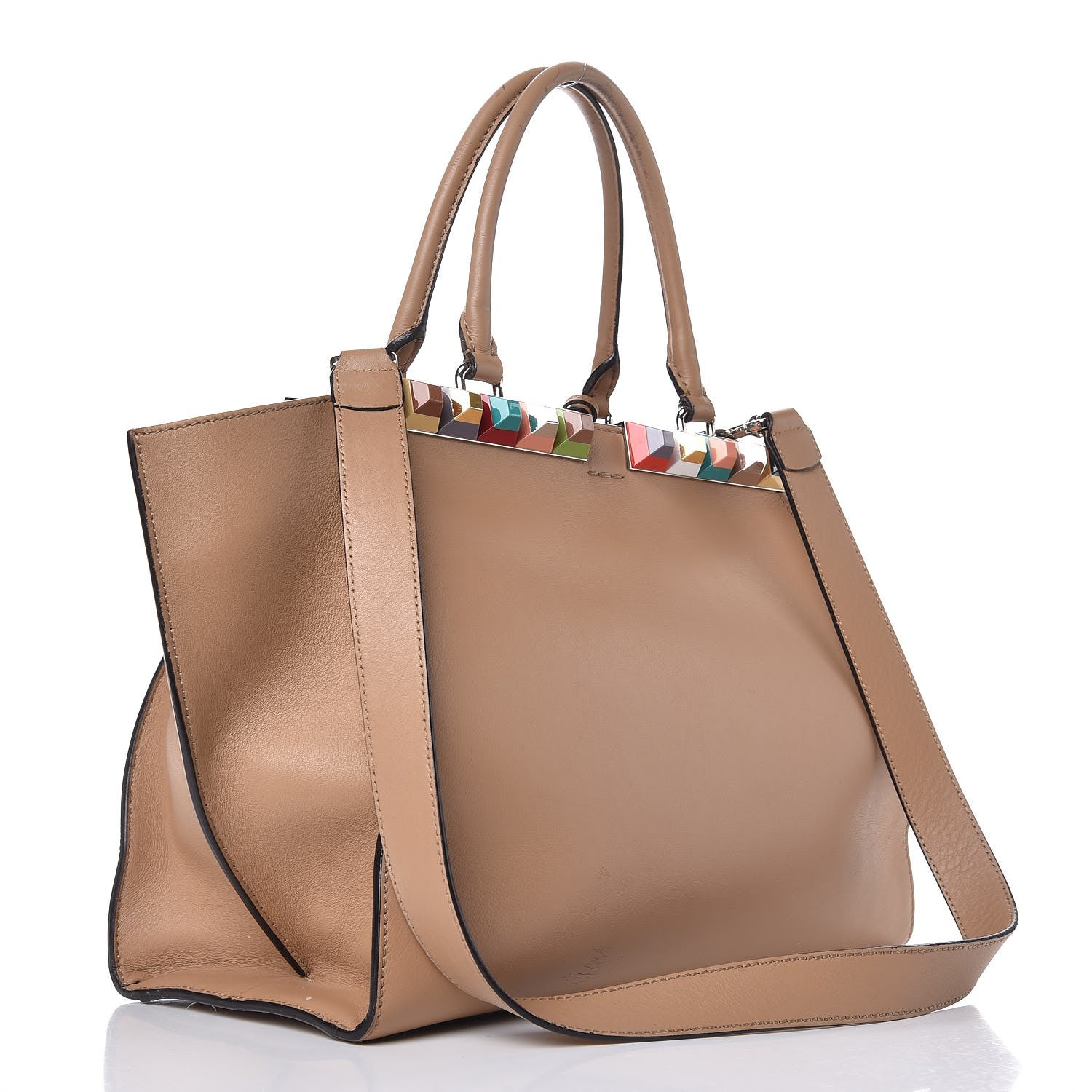 Fendi VItello Dolce Studded Petite 3Jours Tote Cuoio Multicolor 3 of 25