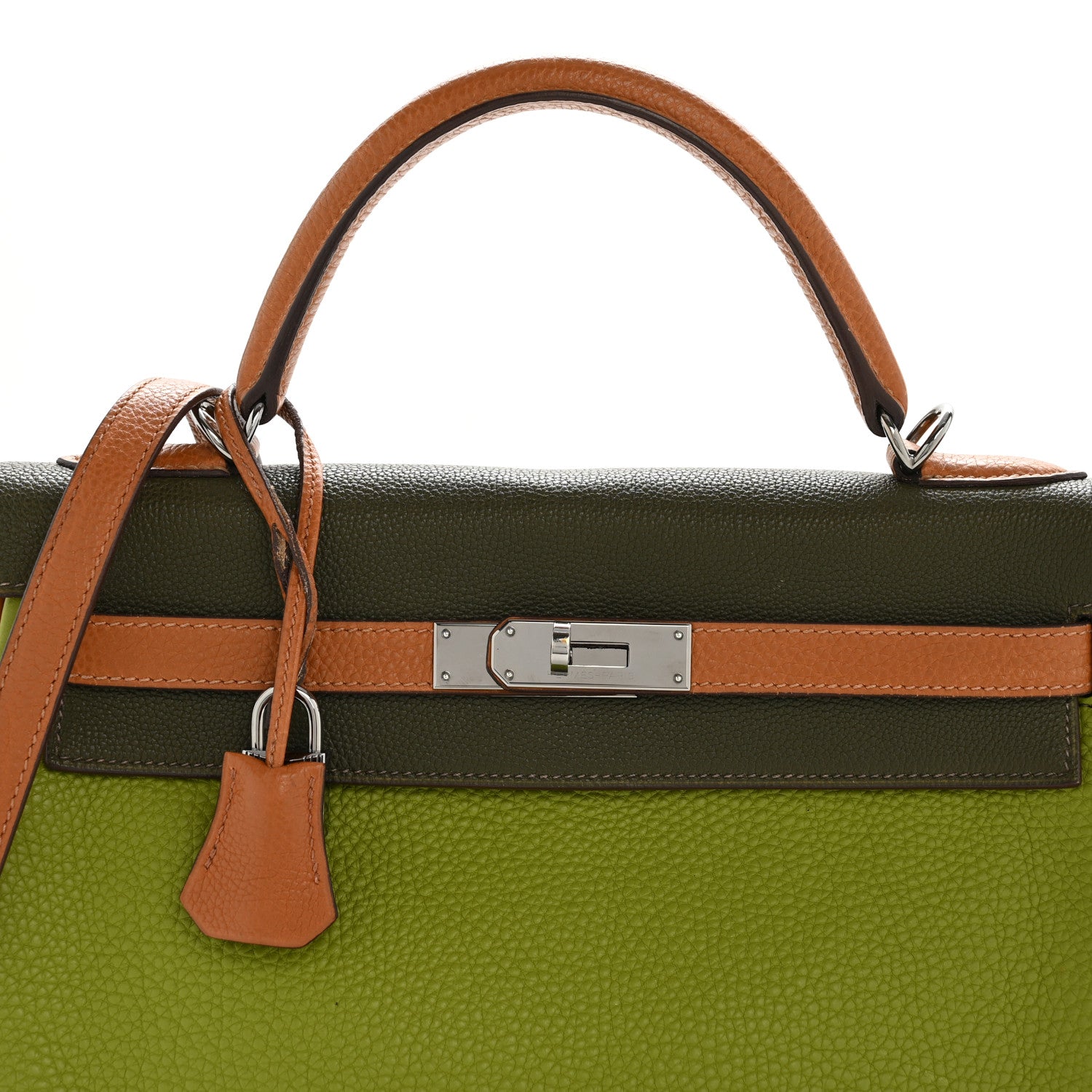 Hermes Fjord Togo Tri-Color Kelly Retourne 32 Vert Anis Gold Vert Olive 8 of 15