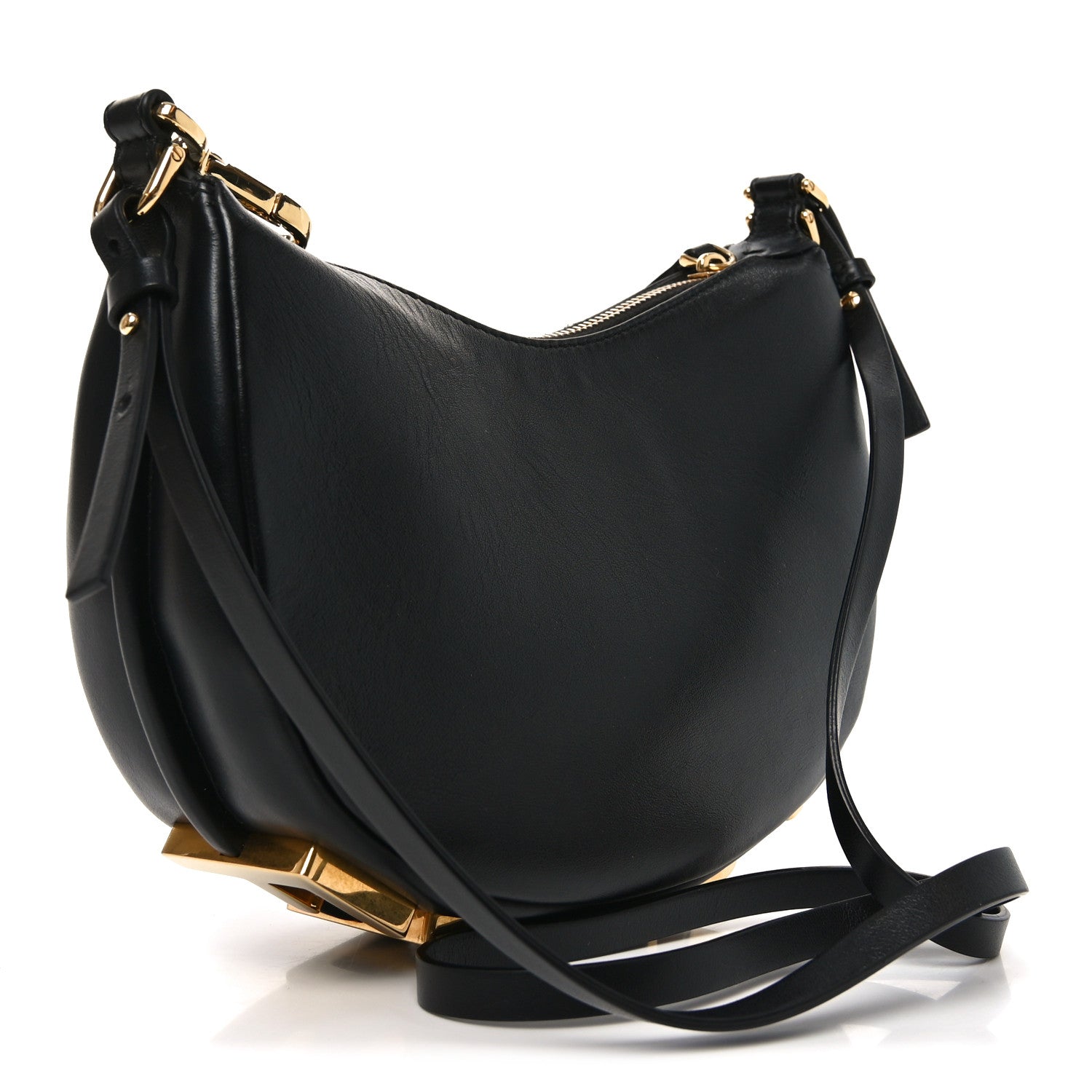 Fendi Vitello Grace Matte Mini Fendigraphy Hobo Bag Black 3 of 10