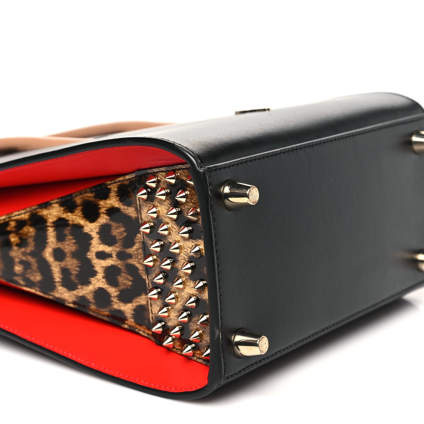 Calfskin Patent Leopard Studded Small Paloma Black
