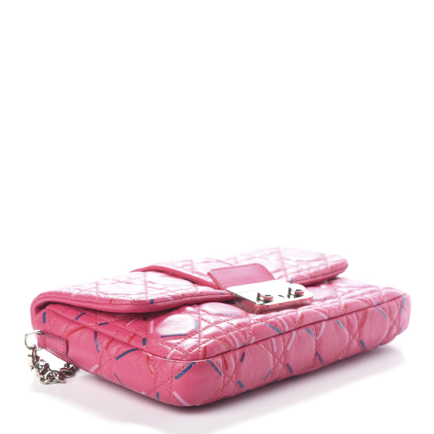 Lambskin Cannage Printed Miss Dior Promenade Pouch Fuchsia Multicolor