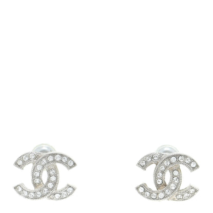 Chanel Crystal CC Earrings Silver 1 of 5