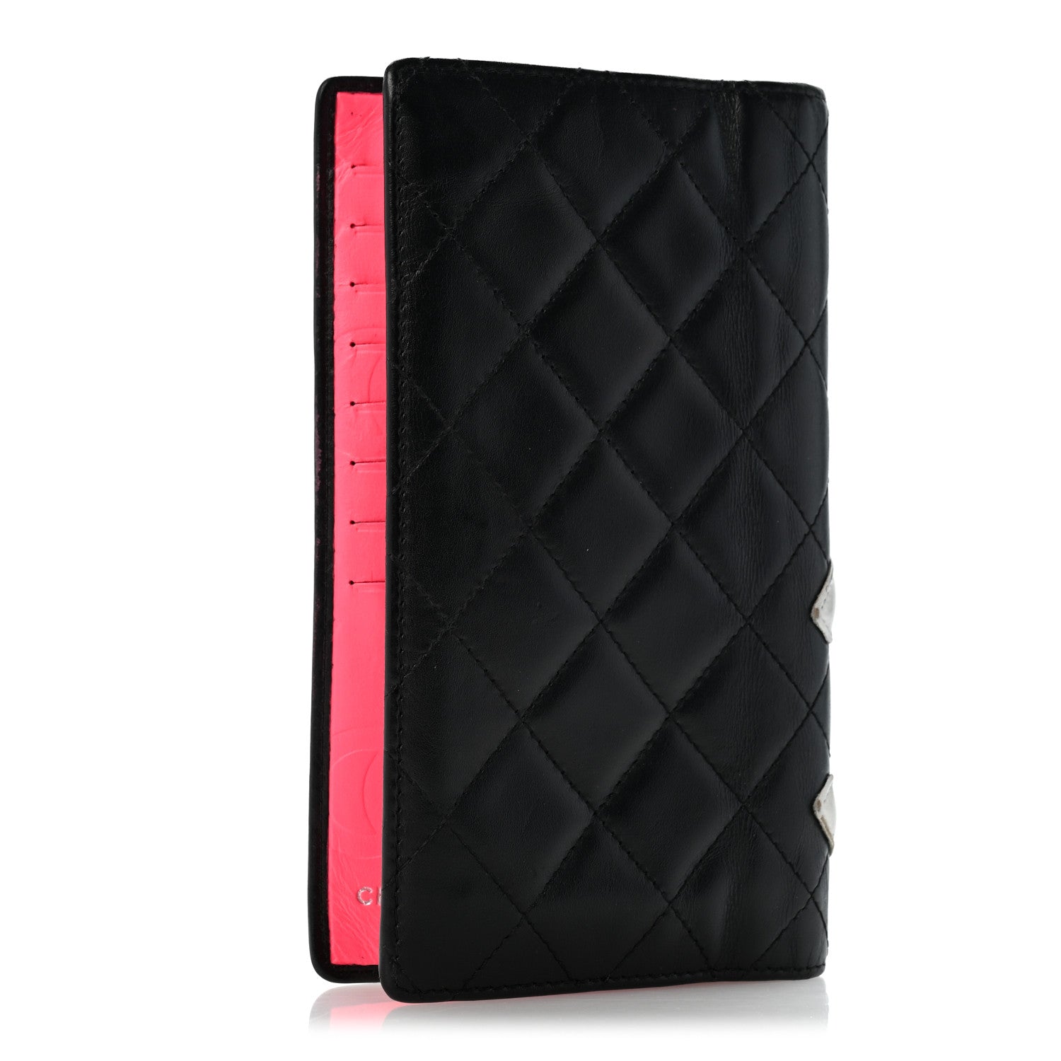 Chanel Calfskin Quilted Cambon Yen Wallet Black White 3 of 13