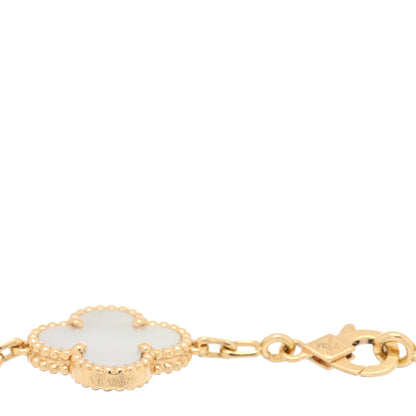 Van Cleef & Arpels 18K Yellow Gold Mother of Pearl 5 Motifs Vintage Alhambra Bracelet 3 of 4