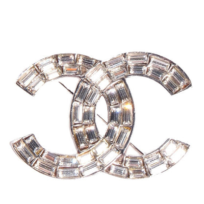 Chanel Baguette Crystal CC Brooch Silver 1 of 6