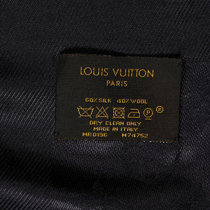 Louis Vuitton Silk Lurex Wool Monogram Shine Shawl Black 4 of 4