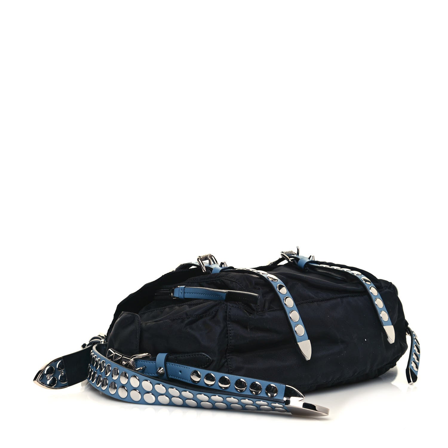 Prada Nylon New Vela Studded Messenger Black Astrale 4 of 13