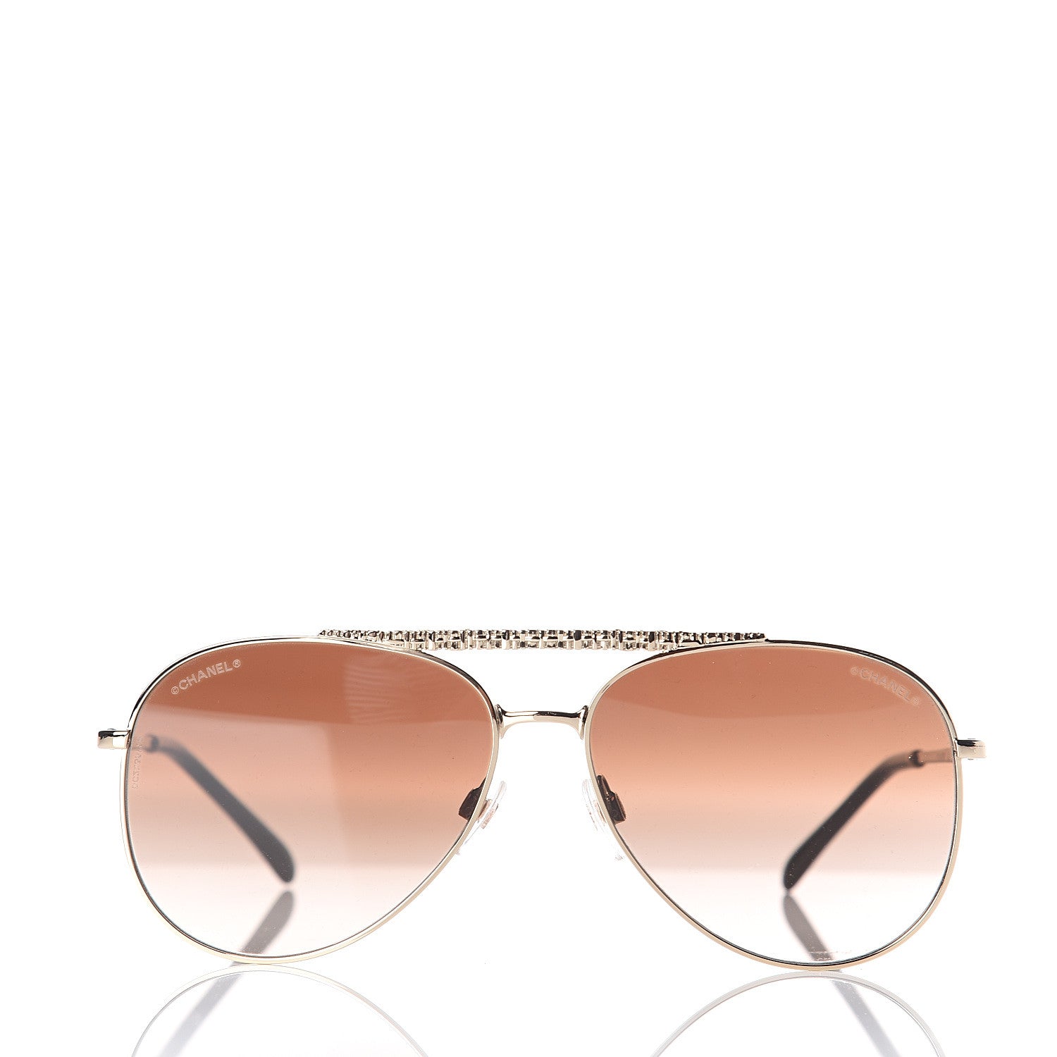 Chanel Aviator Metallic Pilot Sunglasses 4231 Gold 2 of 9