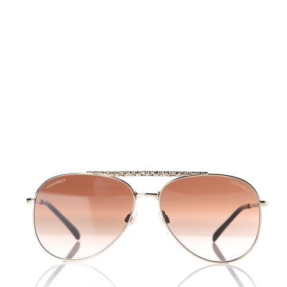 Chanel Aviator Metallic Pilot Sunglasses 4231 Gold 2 of 9