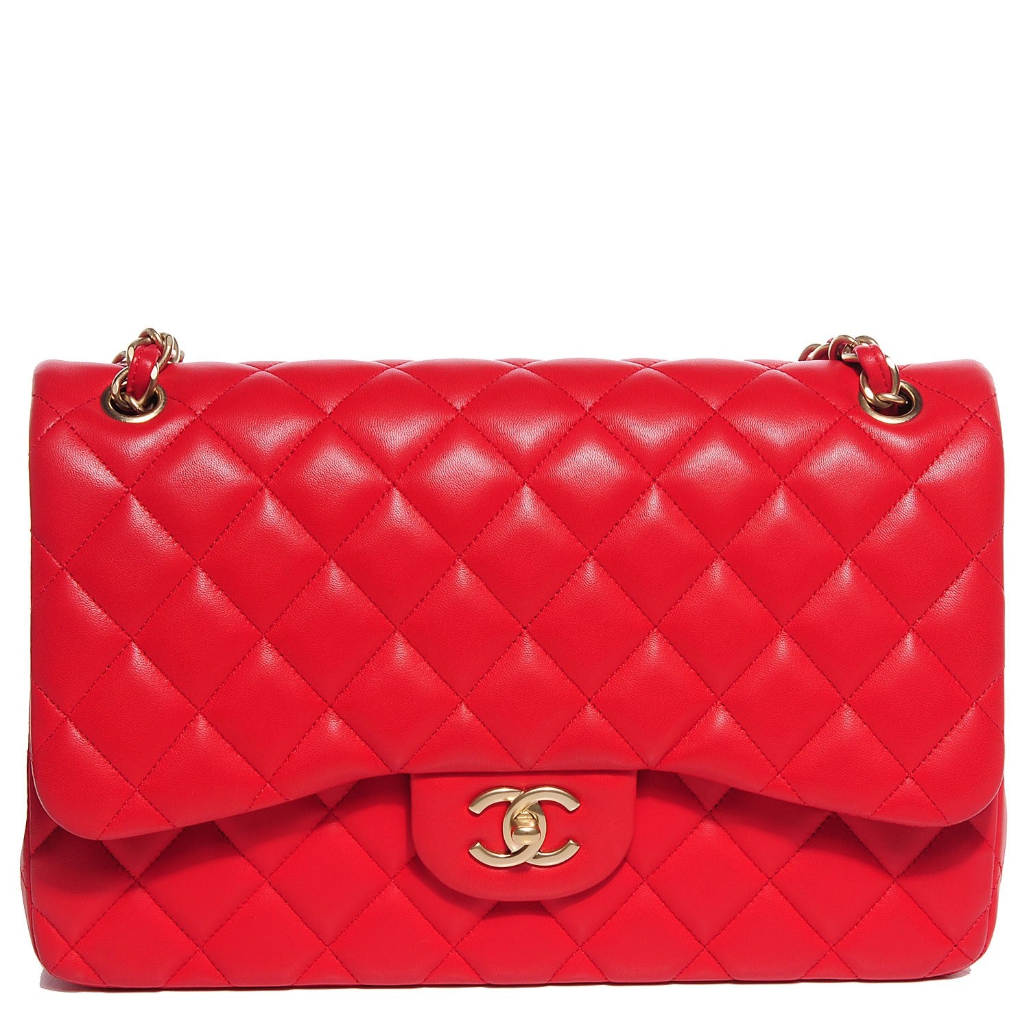 Chanel Lambskin Quilted Jumbo Double Flap Red 9 of 14