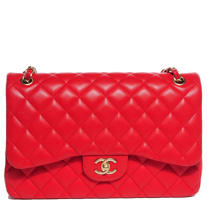 Chanel Lambskin Quilted Jumbo Double Flap Red 9 of 14