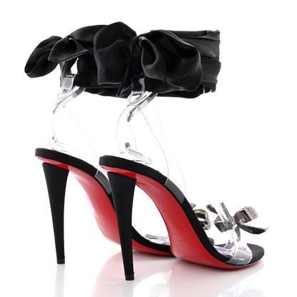 Christian Louboutin Satin Crystal PVC Astrinodo 100 Sandals 38.5 Black 4 of 17