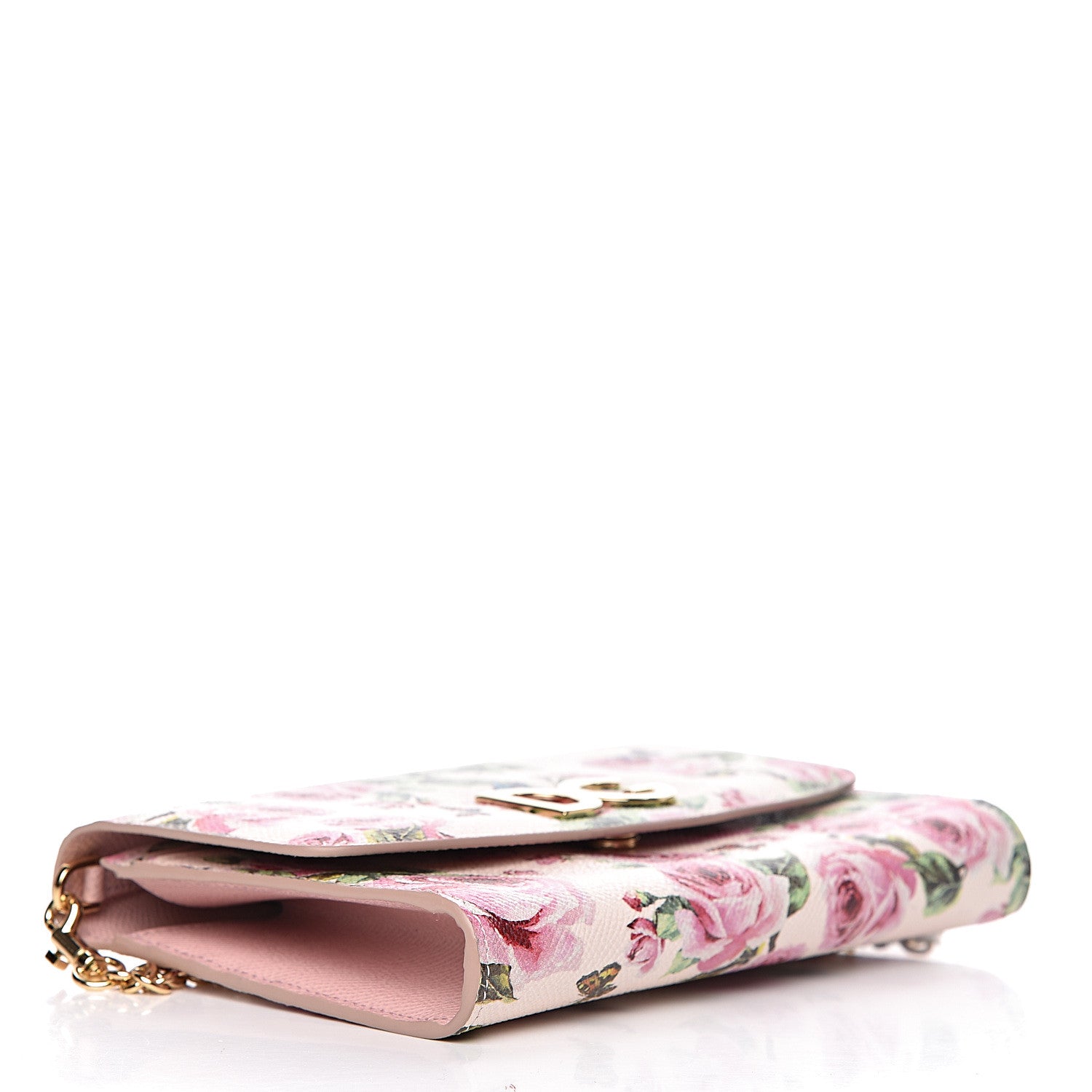 Dolce & Gabbana Dauphine Rose Print Wallet On Chain Pink 4 of 9