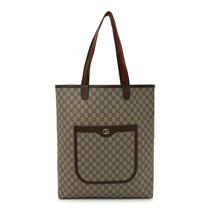 Gucci GG Supreme Monogram Web Large Ophidia Vertical  Front Pocket Shopping Tote Brown 1 of 11