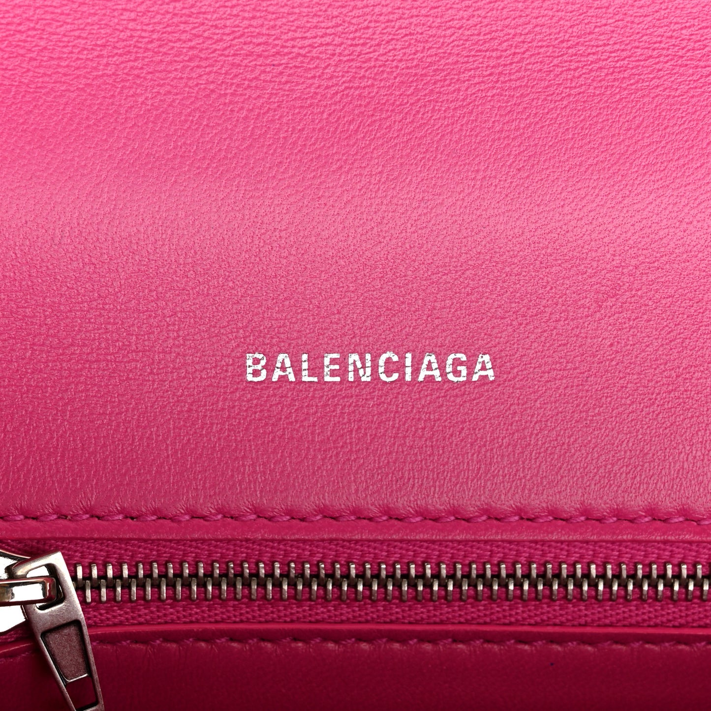 Shiny Calfskin Python Effect Small Hourglass Top Handle Bag Fuchsia Black