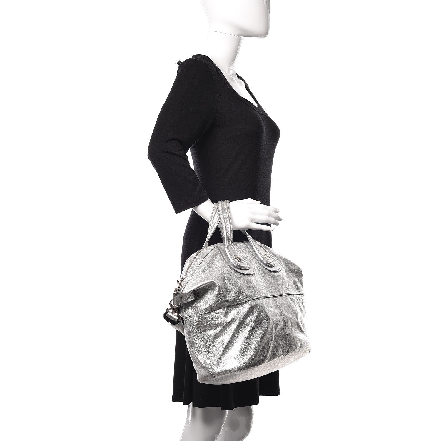 Givenchy Metallic Calfskin Medium Nightingale Silver 2 of 11