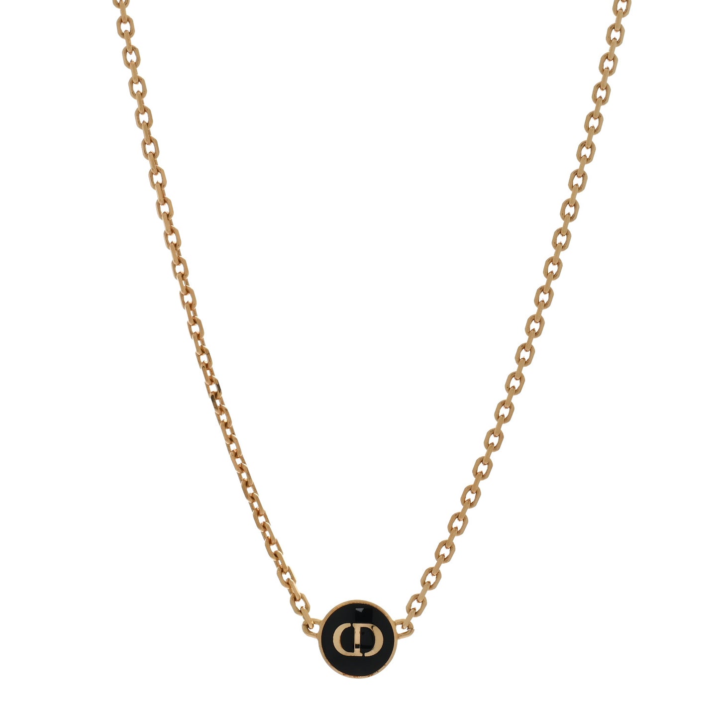 Metal CD Logo Necklace Gold Black